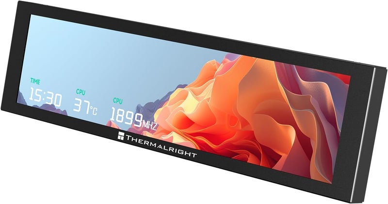 Thermalright Trofeo Vision 9.16 LCD Black, 9.16-inch Full-Color LCD Magnetic Display Screen, 1920x480 Resolution, Easy to Install,Master CPU/GPU Temperature(Black) - Image 1